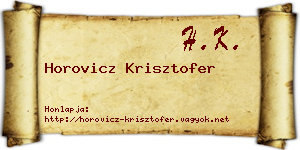 Horovicz Krisztofer névjegykártya